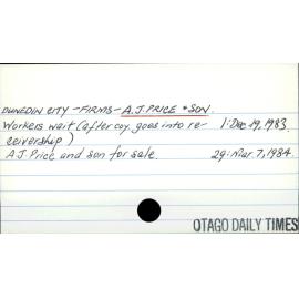 Dunedin City - Firms - A.J. Price & Son.