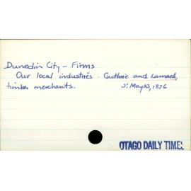 Dunedin City - Firms - Guthrie and Larnach