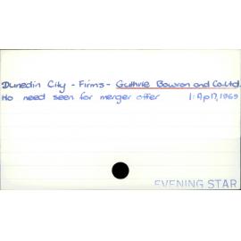 Dunedin City - Firms - Guthrie Bowron and Co. Ltd.