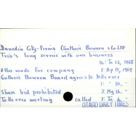 Dunedin City - Firms - Guthrie Bowron & Co Ltd