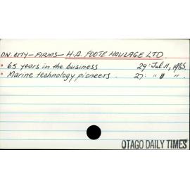 Dunedin City - Firms - H A Foote Haulage Ltd