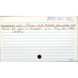 Dunedin City - Firms - H A Foote Haulage Ltd