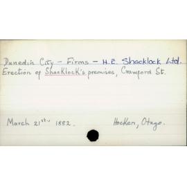 Dunedin City - Firms - H. E. Shacklock Ltd.