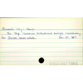 Dunedin City - Firms. James Oliver White.