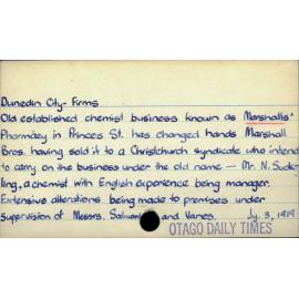 Dunedin City - Firms - Marshalls' Pharmacy