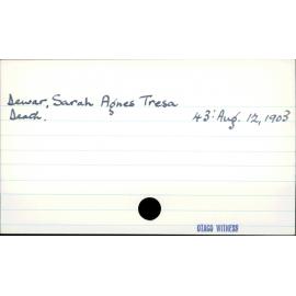 Dewar, Sarah Agnes Tresa