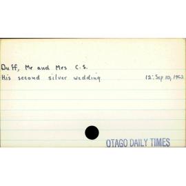 Duff, Mr and Mrs C.S.