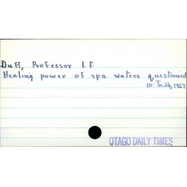 Duff, Professor I. F.