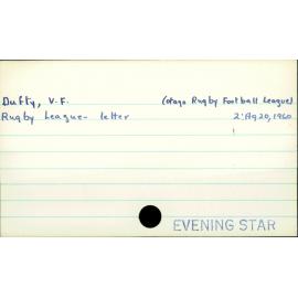Dufty, V. F.  (Otago Rugby Football League)
