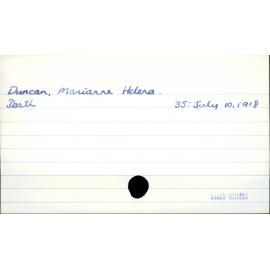 Duncan, Marianne Helena.