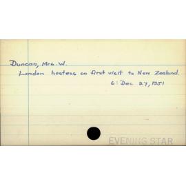 Duncan, Mrs. W.