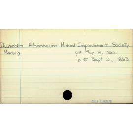 Dunedin Athenaeum Mutual Improvement Society.