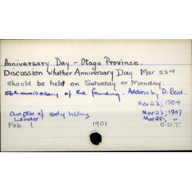Anniversary Day -  Otago Province 