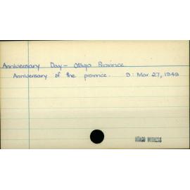 Anniversary Day -  Otago Province 