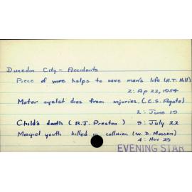 Dunedin City - Accidents