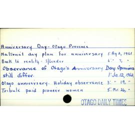 Anniversary Day -  Otago Province 