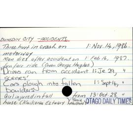 DUNEDIN CITY - ACCIDENTS