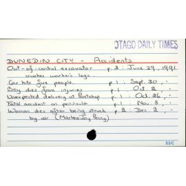 DUNEDIN CITY - Accidents