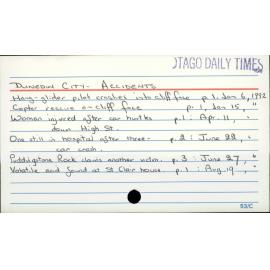 DUNEDIN CITY -  ACCIDENTS