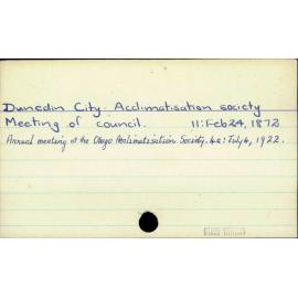 Dunedin City - Acclimatisation society