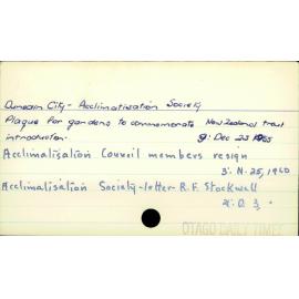 Dunedin City - Acclimatisation Society