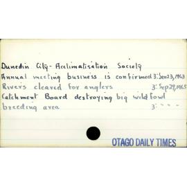 Dunedin City - Acclimatisation Society