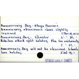 Anniversary Day - Otago Province