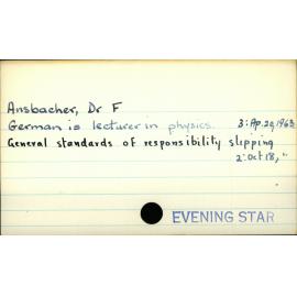 Ansbacher, Dr F