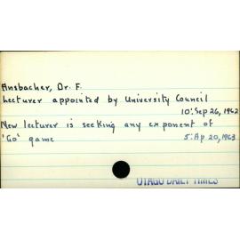 Ansbacher, Dr F