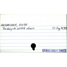 ANSBACHER, RUTH 