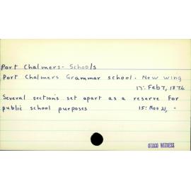 Port Chalmers - Schools