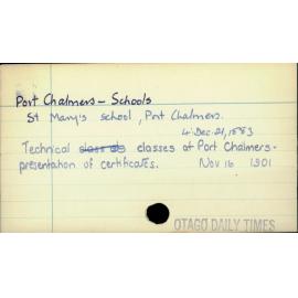 Port Chalmers - Schools