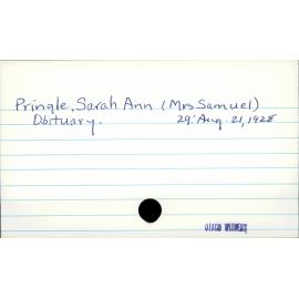 Pringle, Sarah Ann (Mrs Samuel)