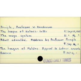 Pringle, Professor W. Henderson