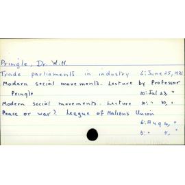 Pringle, Dr W. H.