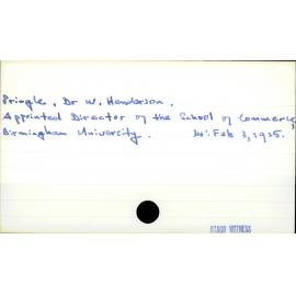 Pringle, Dr W Henderson