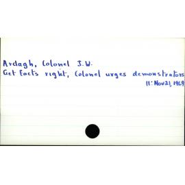 Ardagh, Colonel J. W. 