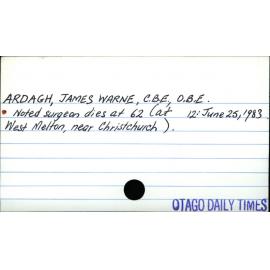 Ardagh, James Warne, CBE, OBE
