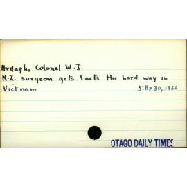 Ardagh, Colonel W. J. 