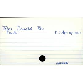 Ross, Donald.  Rev.