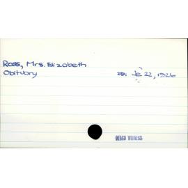 Ross, Mrs. Elizabeth
