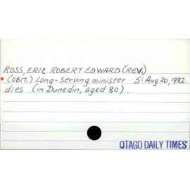Ross, Eric Robert Edward (Rev.)