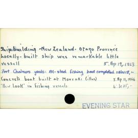 Ship building - New Zealand - Otago Province 