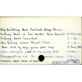 Shipbuilding - New Zealand - Otago Province