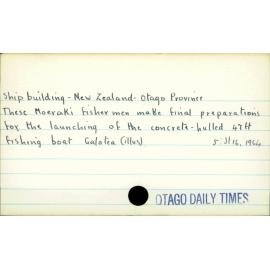 Ship building - New Zealand - Otago Province