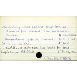 Shipbuilding - New Zealand - Otago Province