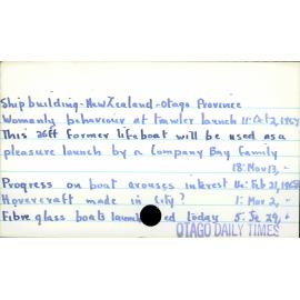 Shipbuilding - New Zealand - Otago  Province 