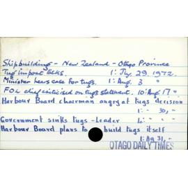 Shipbuilding - New Zealand  - Otago Province 