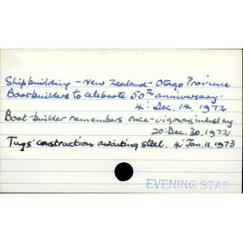 Shipbuilding  - New Zealand  -  Otago Province