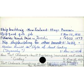 Shipbuilding - New Zealand - Otago Province